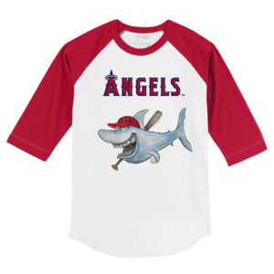 Los Angeles Angels Shark 3/4 Red Sleeve Raglan Shirt
