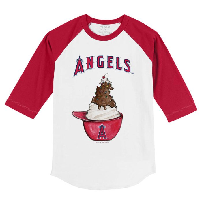 Los Angeles Angels Sundae Helmet 3/4 Red Sleeve Raglan Shirt