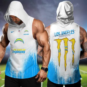Los Angeles Chargers NFL Hoodie Tank Top Workout Outfit WHT1172