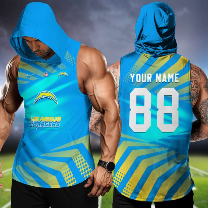 Los Angeles Chargers NFL Hoodie Tank Top Workout Outfit WHT1205