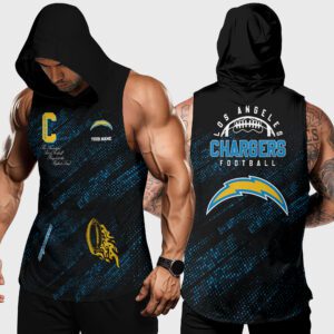 Los Angeles Chargers NFL Men Workout Hoodie Tank Tops Custom Name WHT1080