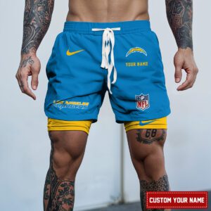 Los Angeles Chargers NFL Personalized Double Layer Shorts For Fans WDS1079