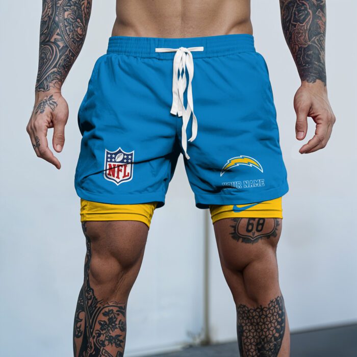 Los Angeles Chargers NFL Personalized Double Layer Shorts WDS1111