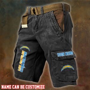 Los Angeles Chargers NFL Pocket Print Cargo Shorts V2 Custom Name For Fans MCS1277