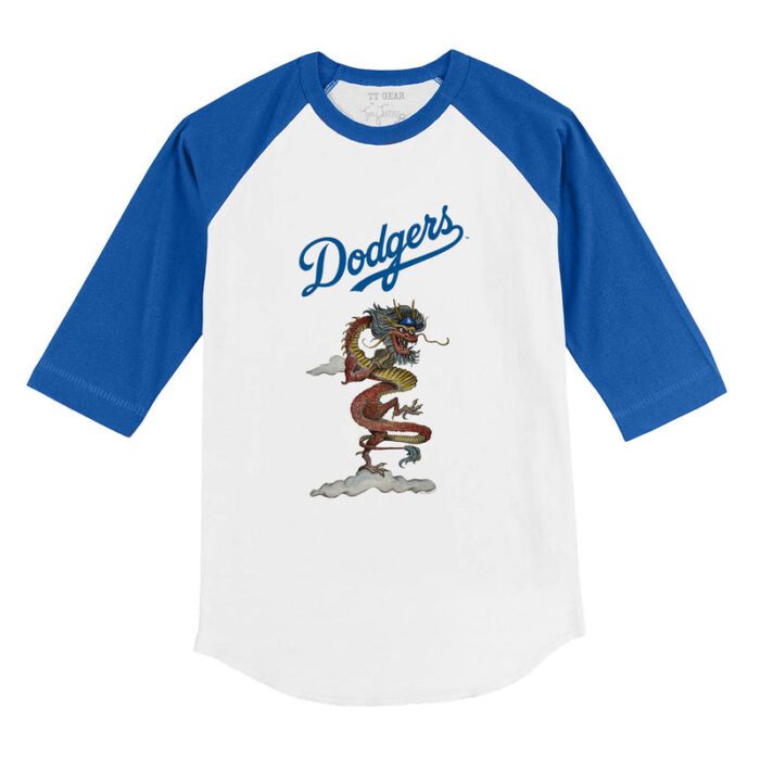 Los Angeles Dodgers 2024 Year of the Dragon 3/4 Royal Blue Sleeve Raglan Shirt