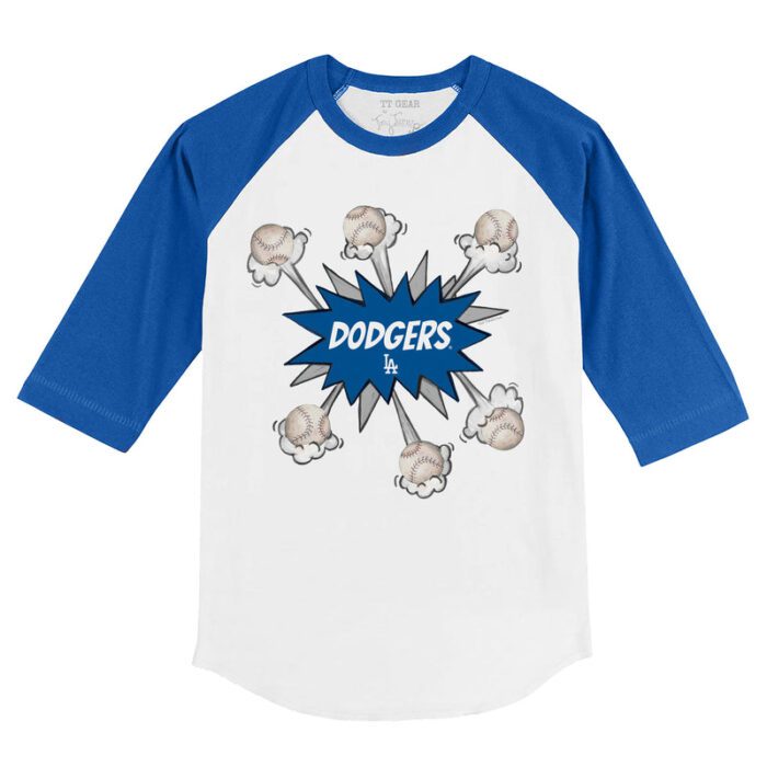 Los Angeles Dodgers Baseball Pow 3/4 Royal Blue Sleeve Raglan Shirt