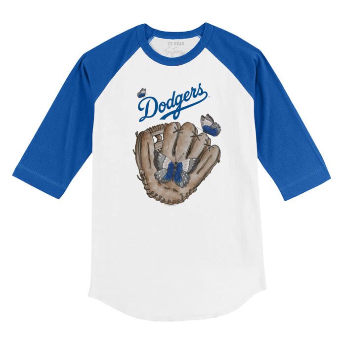 Los Angeles Dodgers Butterfly Glove 3/4 Royal Blue Sleeve Raglan Shirt
