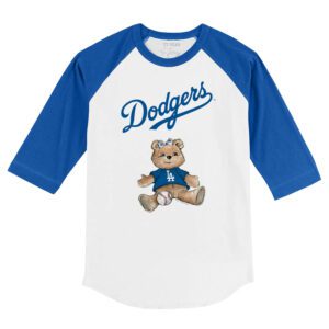Los Angeles Dodgers Girl Teddy 3/4 Royal Blue Sleeve Raglan Shirt