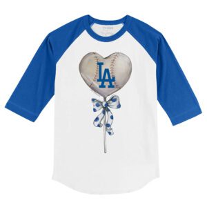 Los Angeles Dodgers Heart Lolly 3/4 Royal Blue Sleeve Raglan Shirt