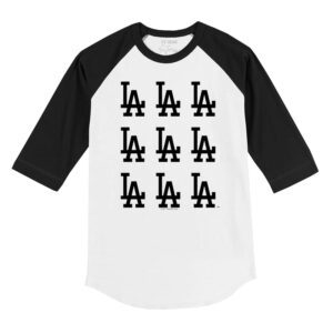 Los Angeles Dodgers Logo Grid 3/4 Black Sleeve Raglan Shirt