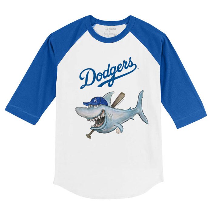 Los Angeles Dodgers Shark 3/4 Royal Blue Sleeve Raglan Shirt