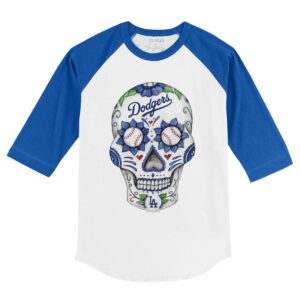 Los Angeles Dodgers Sugar Skull 3/4 Royal Blue Sleeve Raglan Shirt
