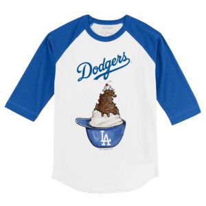 Los Angeles Dodgers Sundae Helmet 3/4 Royal Blue Sleeve Raglan Shirt