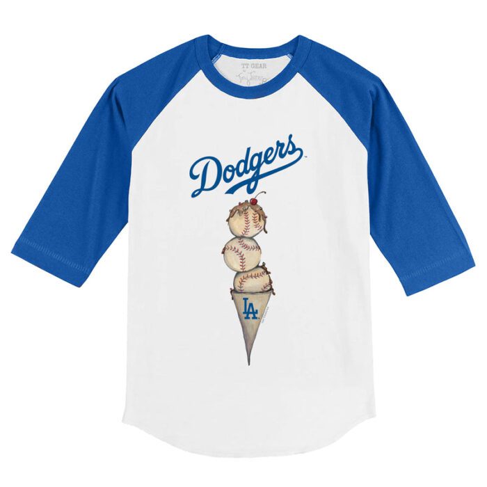 Los Angeles Dodgers Triple Scoop 3/4 Royal Blue Sleeve Raglan Shirt