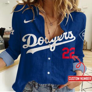 Los Angeles Dodgers Women Casual Shirt Linen Shirt GWS1038