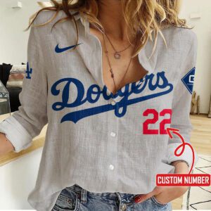 Los Angeles Dodgers Women Casual Shirt Linen Shirt GWS1039