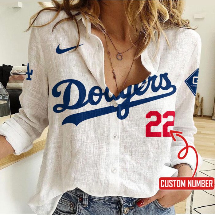 Los Angeles Dodgers Women Casual Shirt Linen Shirt GWS1040