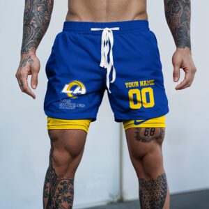 Los Angeles Rams NFL Double Layer Shorts Custom Your Name And Number WDS1048