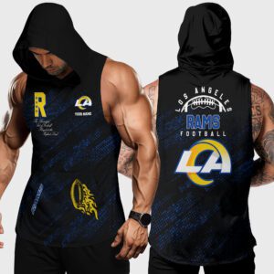 Los Angeles Rams NFL Men Workout Hoodie Tank Tops Custom Name WHT1081