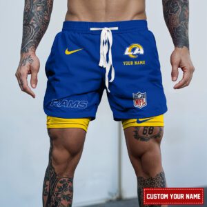 Los Angeles Rams NFL Personalized Double Layer Shorts For Fans WDS1081