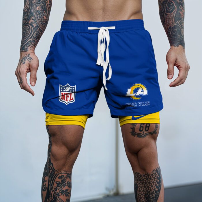 Los Angeles Rams NFL Personalized Double Layer Shorts WDS1108