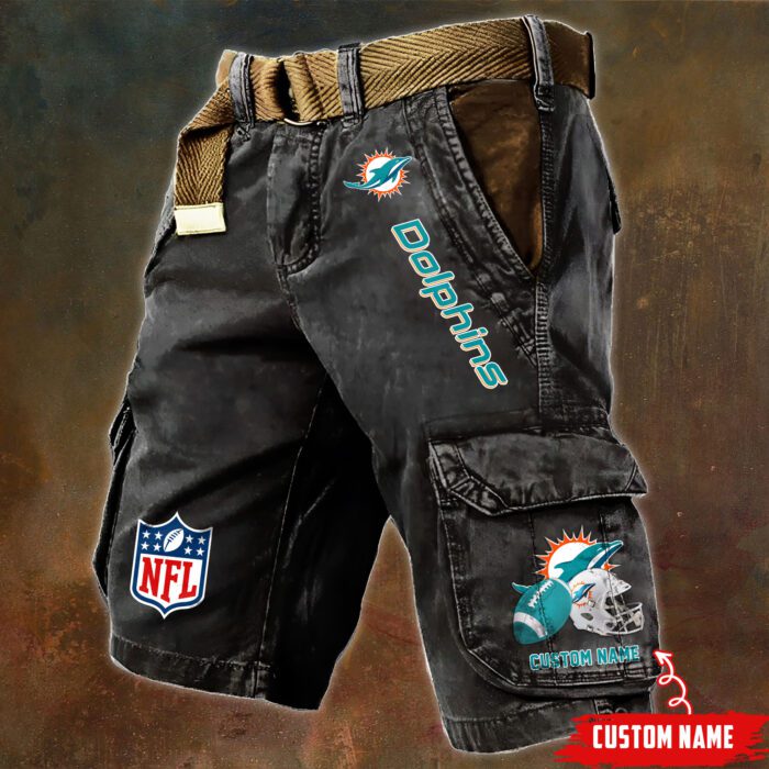 Miami Dolphins NFL Football Custom Name Pocket Print Cargo Shorts V2 Perfect Gift For Fans MCS1247