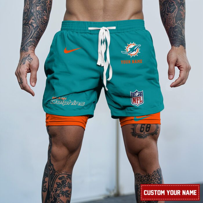 Miami Dolphins NFL Personalized Double Layer Shorts For Fans WDS1083