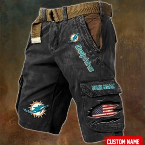 Miami Dolphins NFL Vintage Pocket Print Cargo Shorts V2 MCS1217