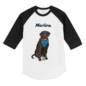Miami Marlins Black Labrador Retriever 3/4 Black Sleeve Raglan Shirt