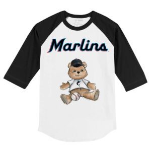 Miami Marlins Boy Teddy 3/4 Black Sleeve Raglan Shirt