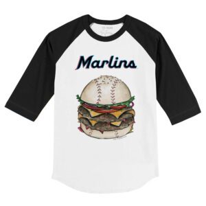 Miami Marlins Burger 3/4 Black Sleeve Raglan Shirt