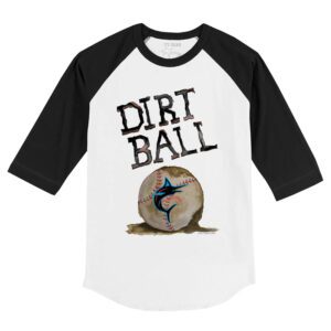 Miami Marlins Dirt Ball 3/4 Black Sleeve Raglan Shirt