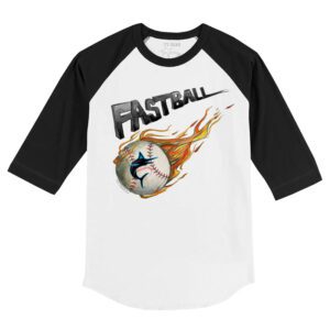 Miami Marlins Fastball 3/4 Black Sleeve Raglan Shirt