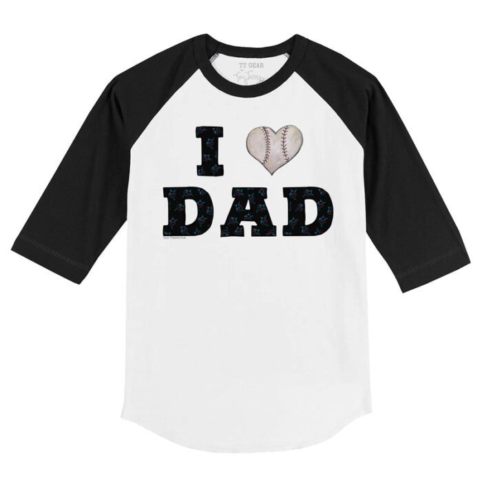 Miami Marlins I Love Dad 3/4 Black Sleeve Raglan Shirt
