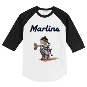 Miami Marlins Kate the Catcher 3/4 Black Sleeve Raglan Shirt