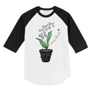 Miami Marlins Ladybug 3/4 Black Sleeve Raglan Shirt