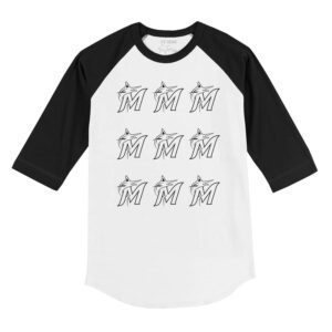 Miami Marlins Logo Grid 3/4 Black Sleeve Raglan Shirt