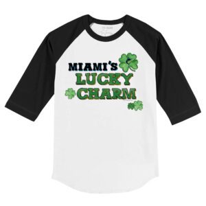 Miami Marlins Lucky Charm 3/4 Black Sleeve Raglan Shirt