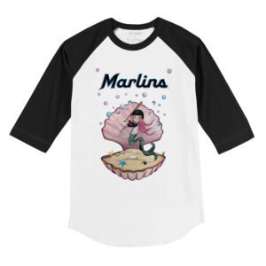 Miami Marlins Mermaid 3/4 Black Sleeve Raglan Shirt