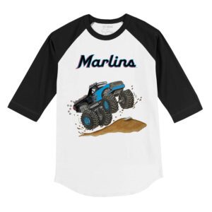 Miami Marlins Monster Truck 3/4 Black Sleeve Raglan Shirt