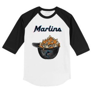 Miami Marlins Nacho Helmet 3/4 Black Sleeve Raglan Shirt