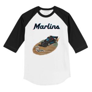 Miami Marlins Race Car 3/4 Black Sleeve Raglan Shirt