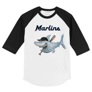 Miami Marlins Shark 3/4 Black Sleeve Raglan Shirt