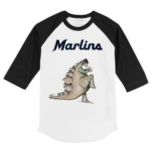 Miami Marlins Stega 3/4 Black Sleeve Raglan Shirt
