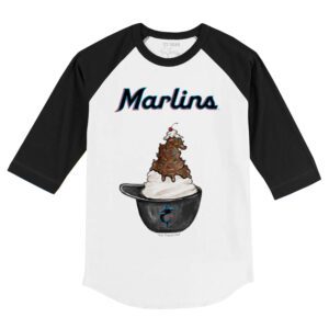 Miami Marlins Sundae Helmet 3/4 Black Sleeve Raglan Shirt