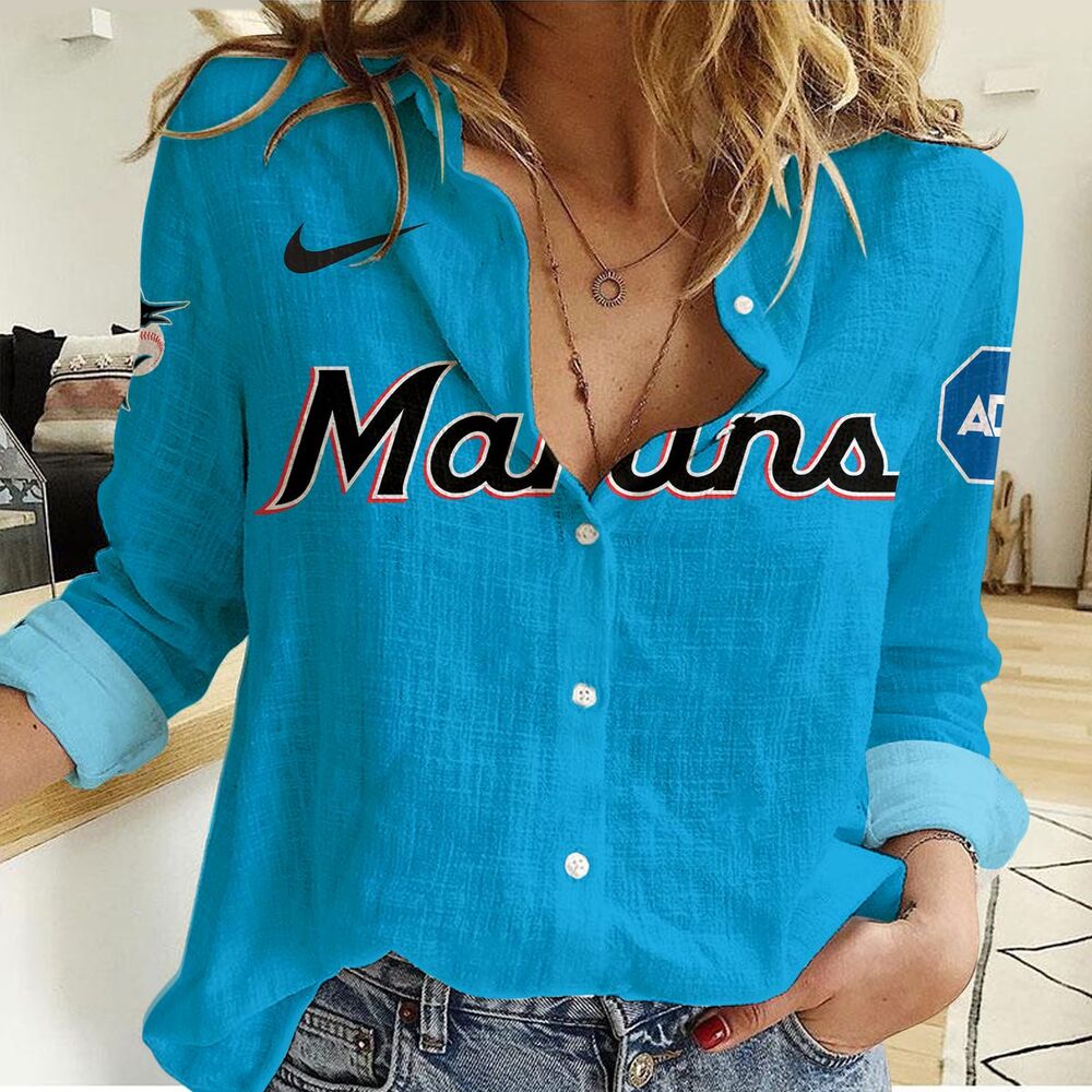 Miami Marlins Women Casual Shirt Linen Shirt GWS1056