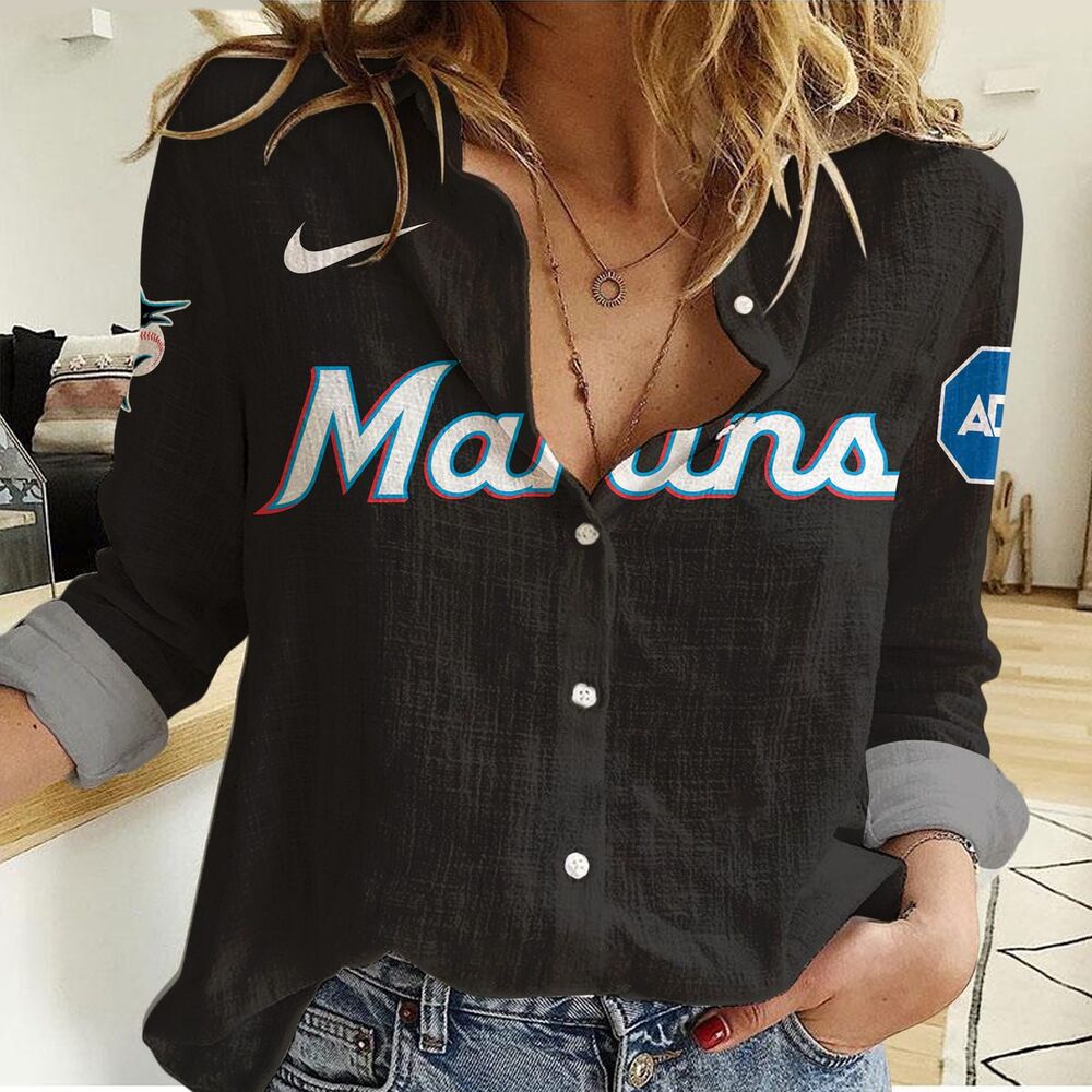 Miami Marlins Women Casual Shirt Linen Shirt GWS1057