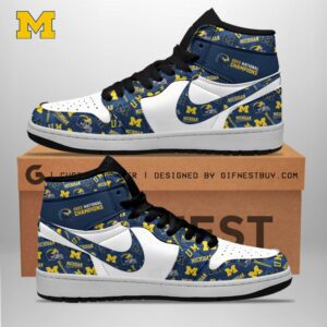 Michigan Wolverines Football Air Jordan 1 Sneaker JD1 Shoes For Fans GSS1061