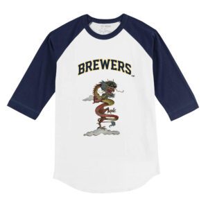 Milwaukee Brewers 2024 Year of the Dragon 3/4 Navy Blue Sleeve Raglan Shirt