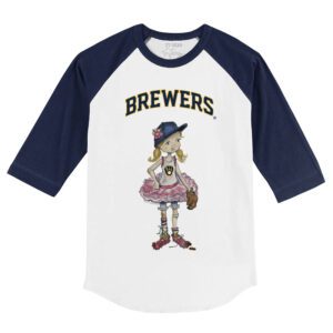Milwaukee Brewers Babes 3/4 Navy Blue Sleeve Raglan Shirt
